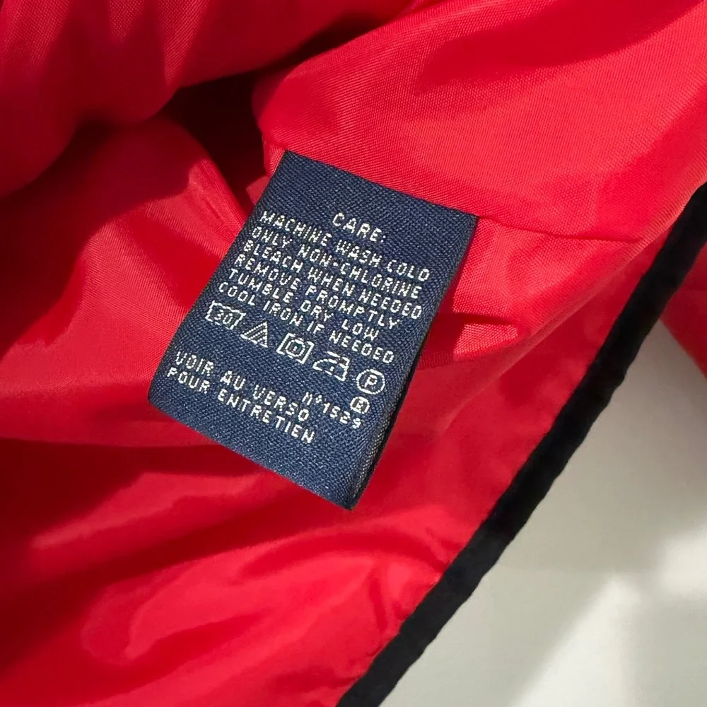 Ralph Lauren Sport Quilted Jacket Womens XL Red Diamond Mock‎ Neck Zip Puffer